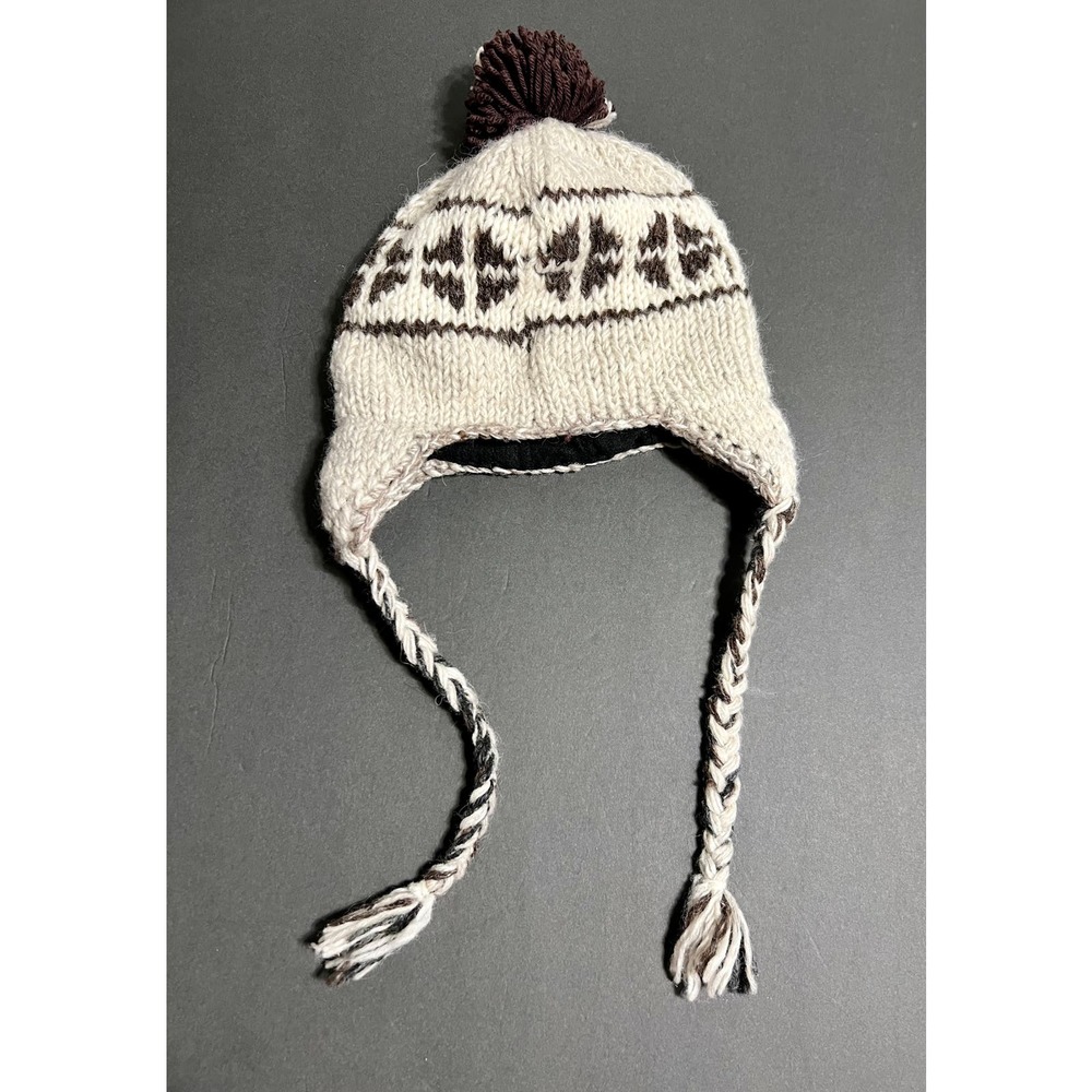Vintage Handknit Wool Hat Ear Flaps Made in Nepal